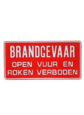 Brandgevaar open vuur en roken verboden bord